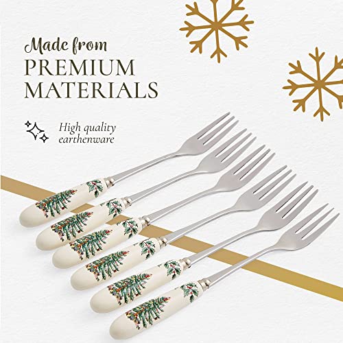 Set of 6 Stainless Steel Teaspoons with Porcelain Handles F21275