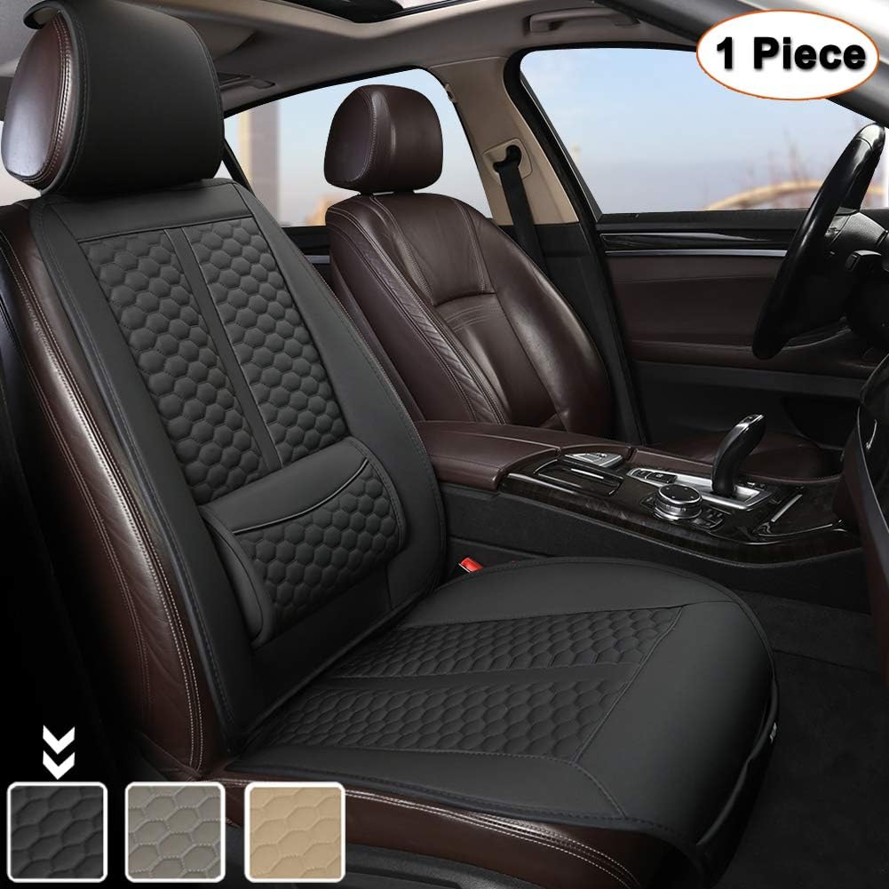 Black Car Seat Covers, 1 Pair with Lumbar Support B50418