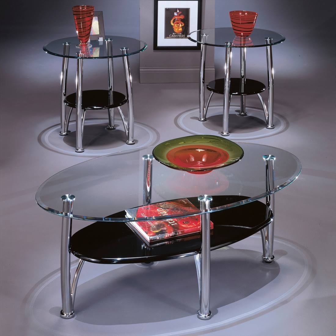 Chrome Finish Occasional Table Set of 3 S82482