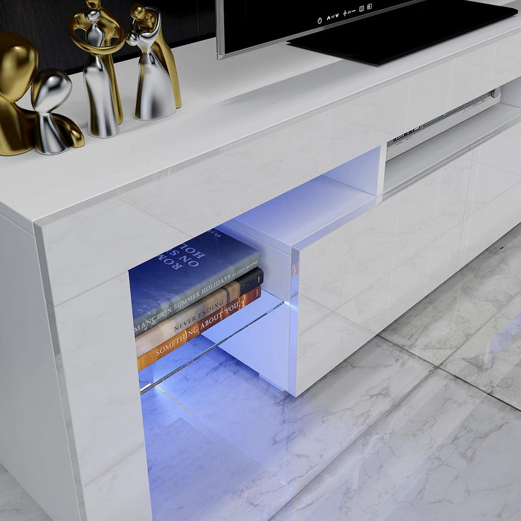 White High Gloss TV Cabinet with Storage and 2 Drawers H974853