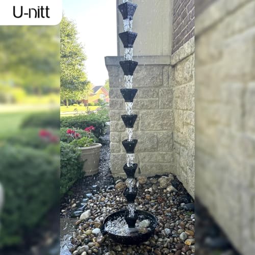 8.5 FT Metal Black Rain Chain with Square Cups A702930