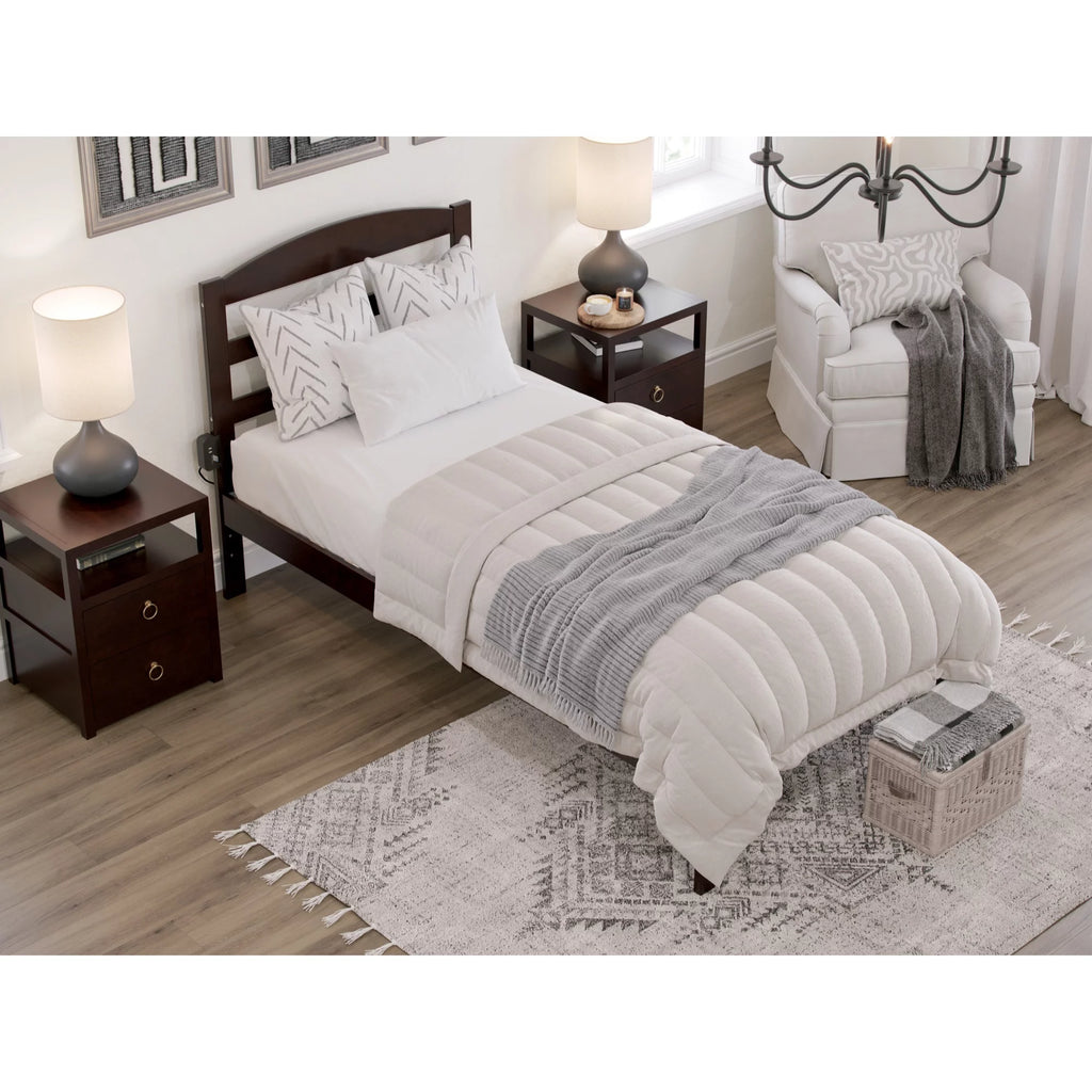 Solid Wood Platform Bed Twin XL Espresso Z4559