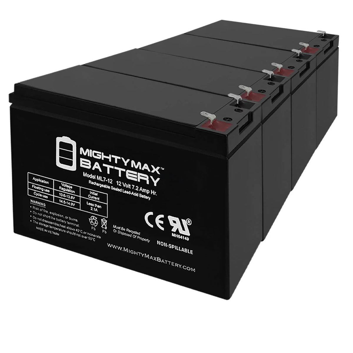 12 Volt 7ah Rechargeable Battery with F1 Terminals V37203