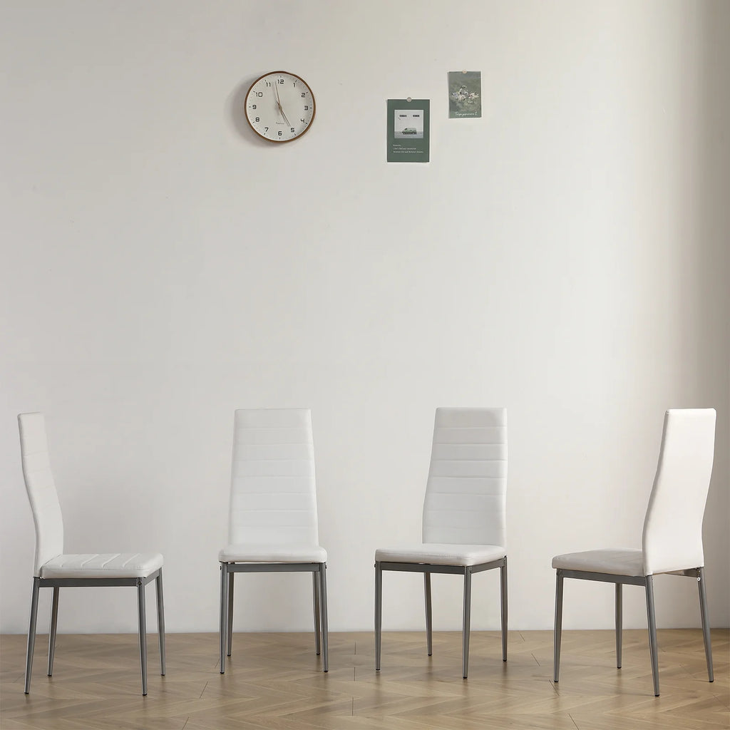 White Glass Dining Table Set for 4 C58273