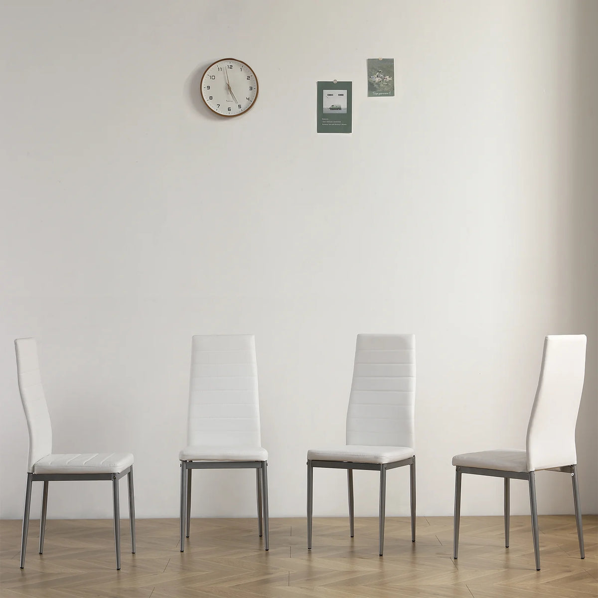 White Glass Dining Table Set for 4 C58273