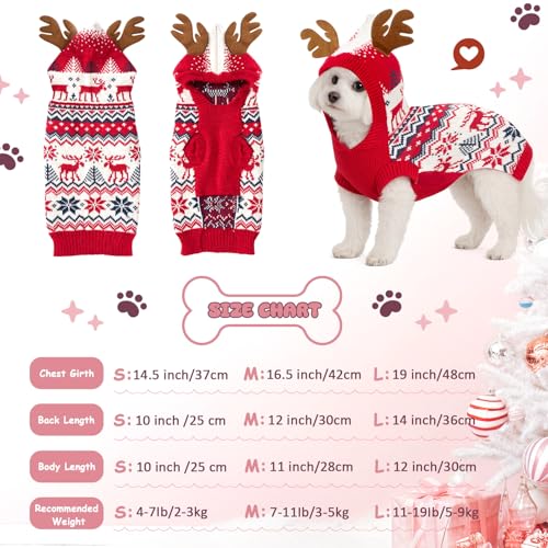 2 Pcs Christmas Dog Sweater Warm Winter Dog Hoodie H746101