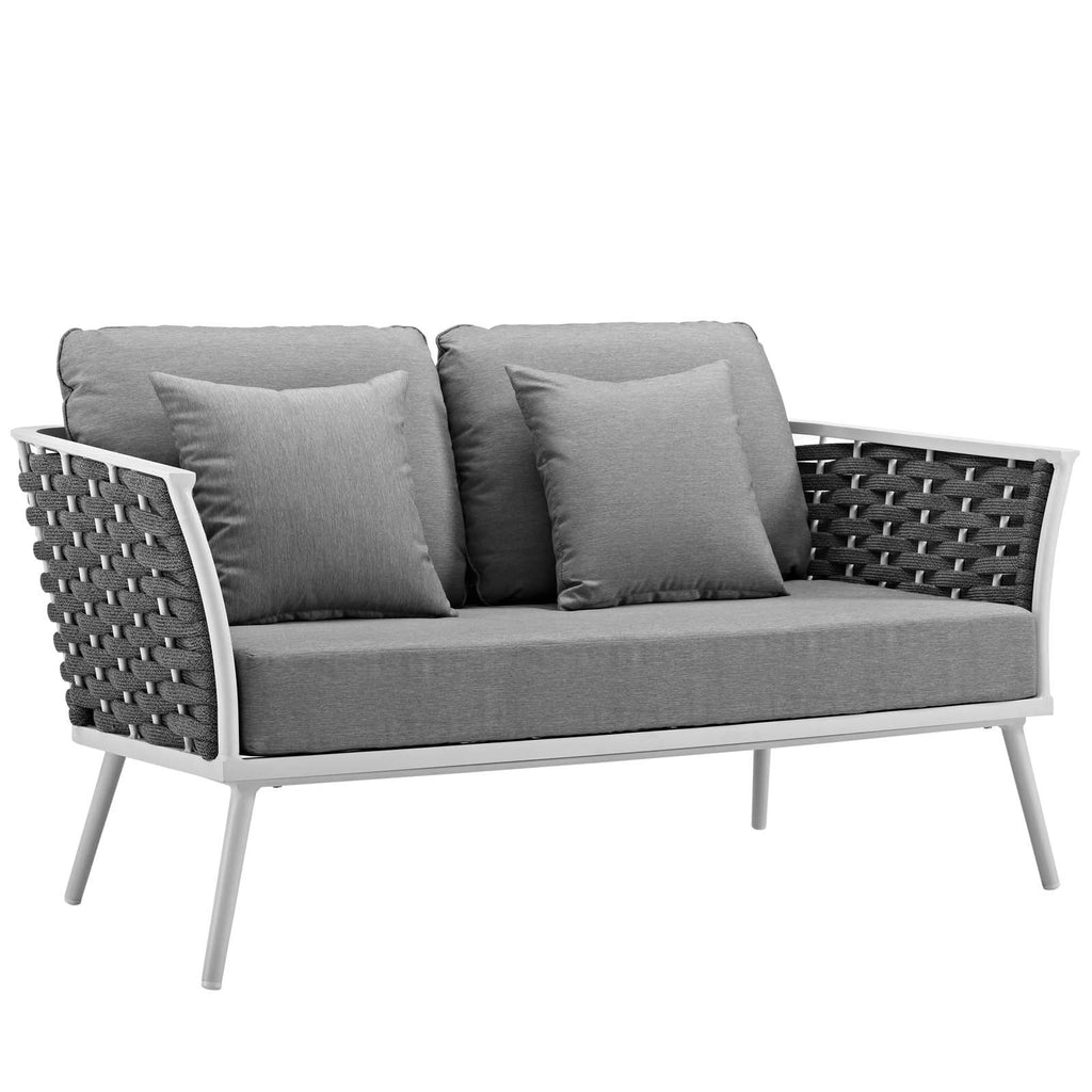 White Gray 6 Piece Outdoor Aluminum Sectional Sofa Set Q4297