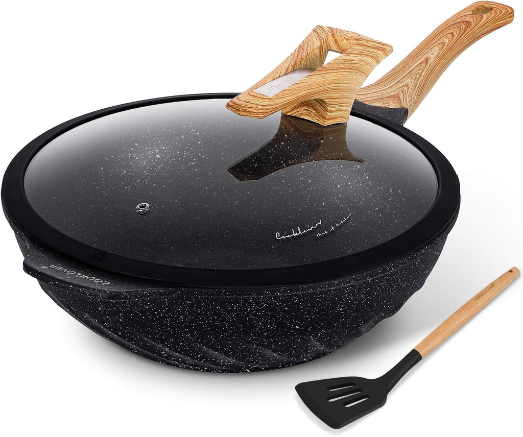 12.6 Inch Nonstick Die-cast Aluminum Wok with Lid V779199