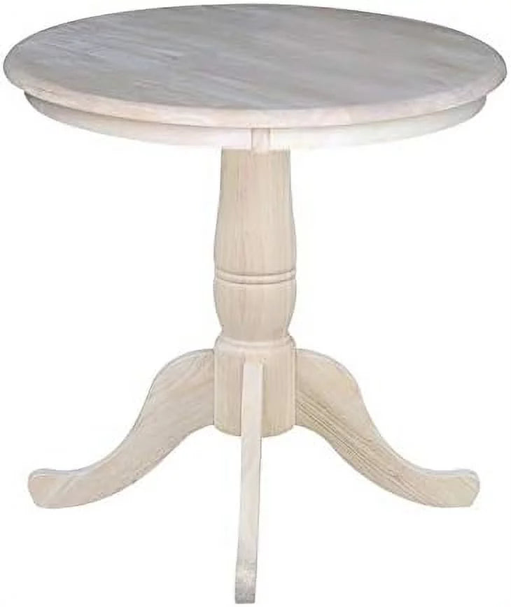 Unfinished Natural Wood Round Drop Leaf Dining Table I63791