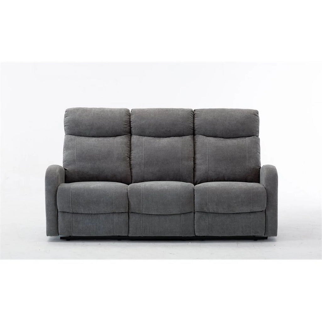 3-Piece Reclining Chenille Fabric Sofa Set Light Gray E4491