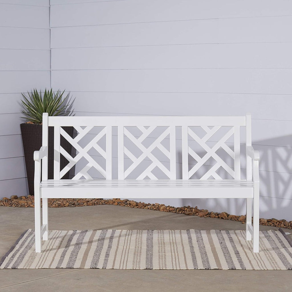 White Acacia Wooden Bench L5540