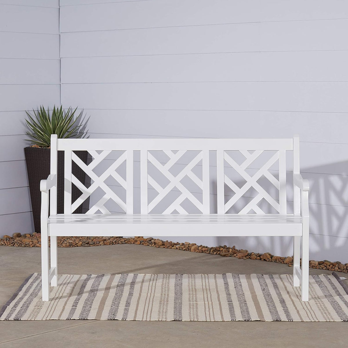 White Acacia Wooden Bench L5540
