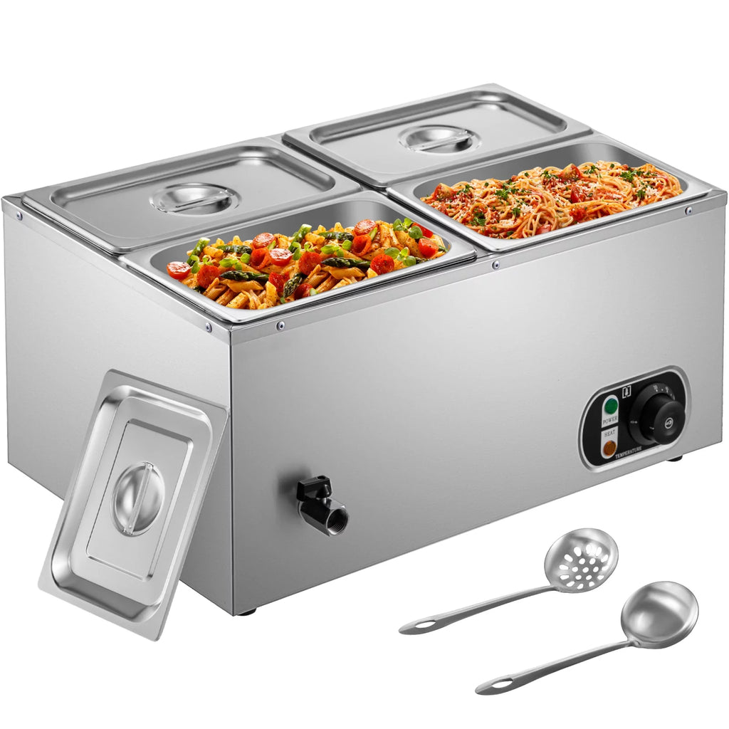 110V 4-Pan Stainless Steel Commercial Food Warmer 24 Qt T92165