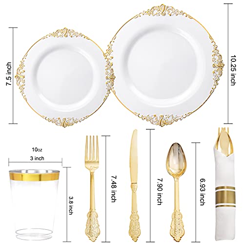 350PCS Gold Plastic Dinnerware Set Y80671