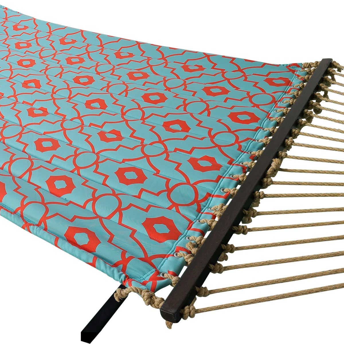 Coral and Spa Blue Quilted 2 Person Hammock D236