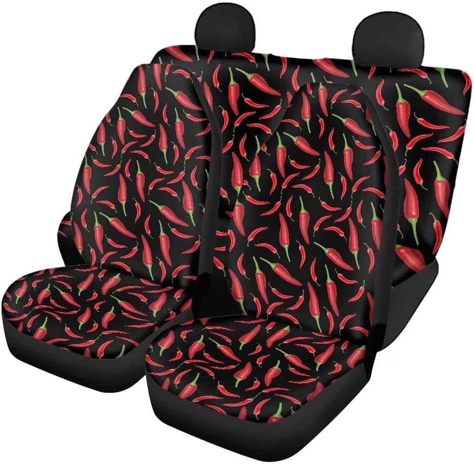 Red Kiss Lips Print 4pcs Car Seat Cover Set M24943