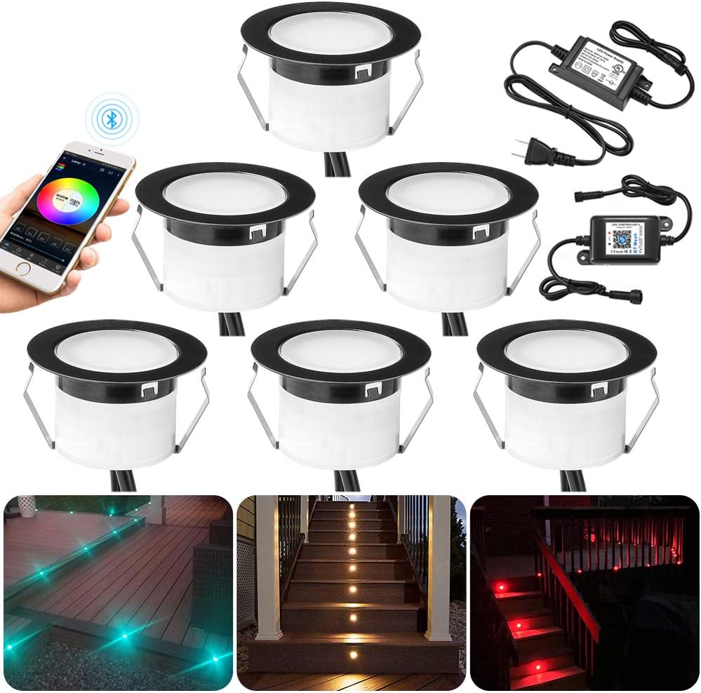 LED Deck Lights Kit 10pcs RGBW Low Voltage Recessed Waterproof Outdoor B557344