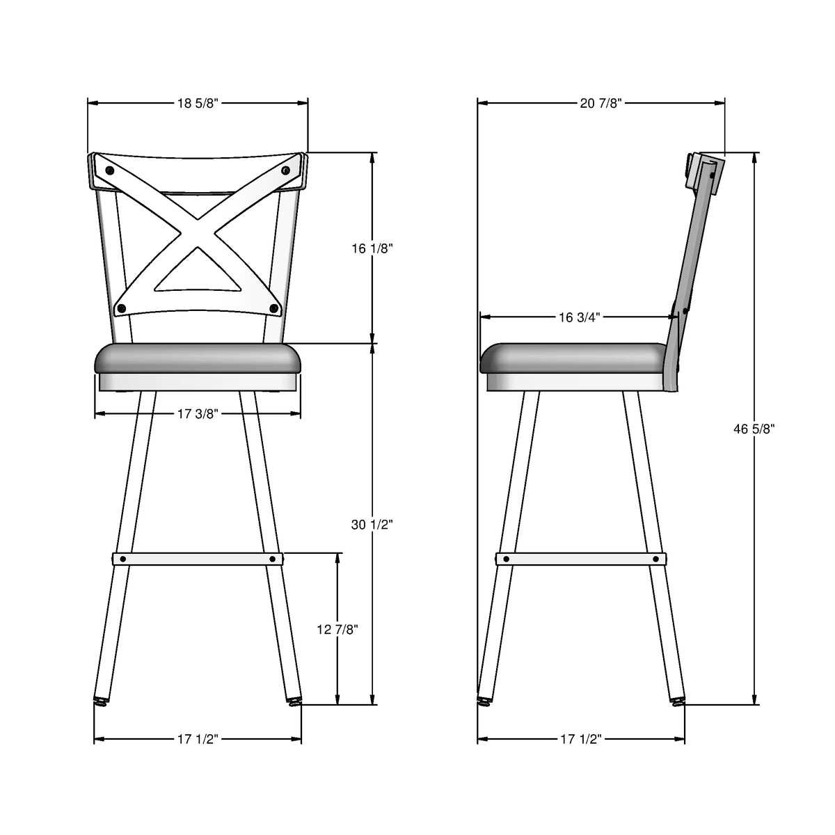 30 In. Beige Fabric Black Metal Brown Wood Bar Stool N273796