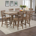 Light Brown Distressed Wood 7-Piece Counter Height Dining Set P156680