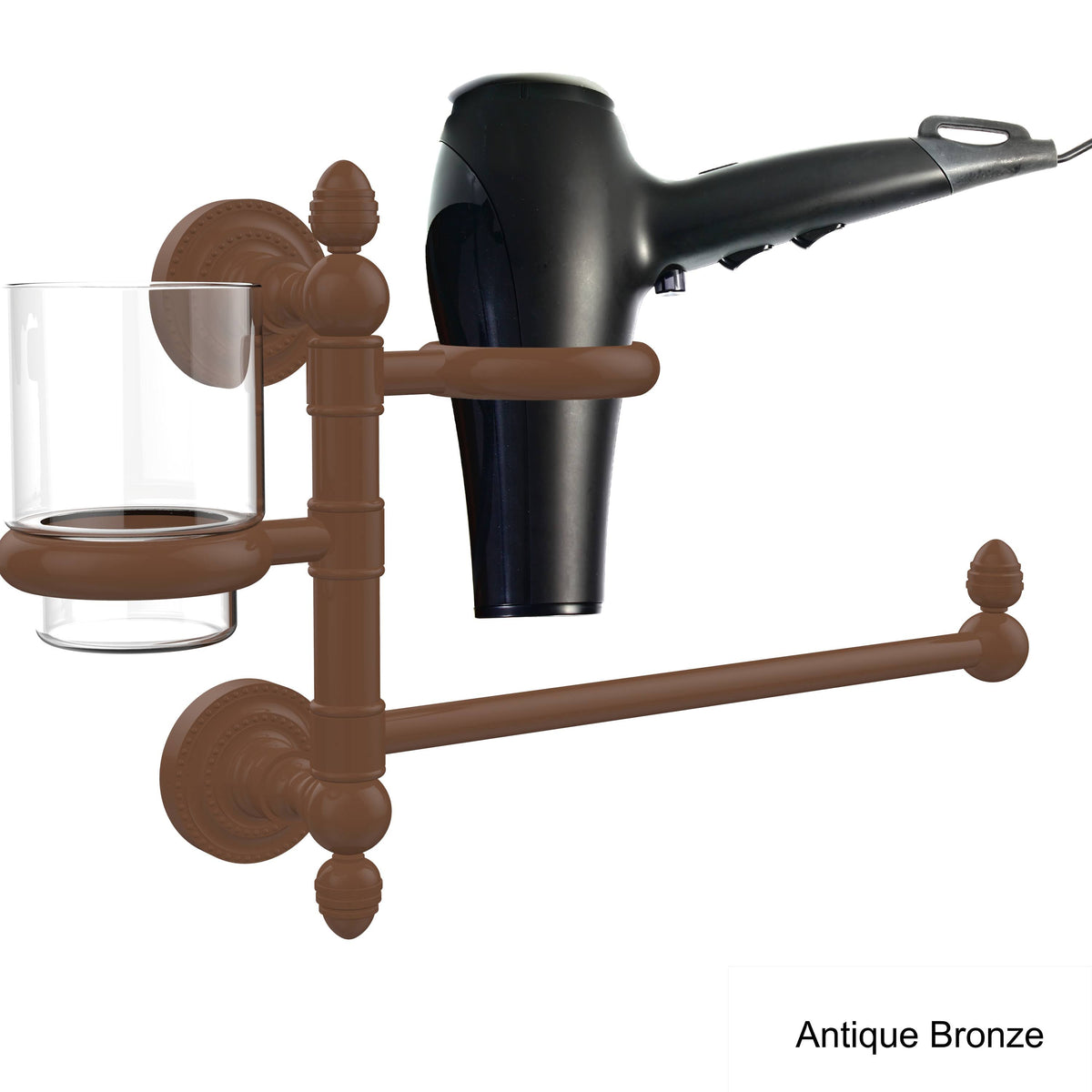 Satin Chrome Hair Dryer Holder and Organizer N93766