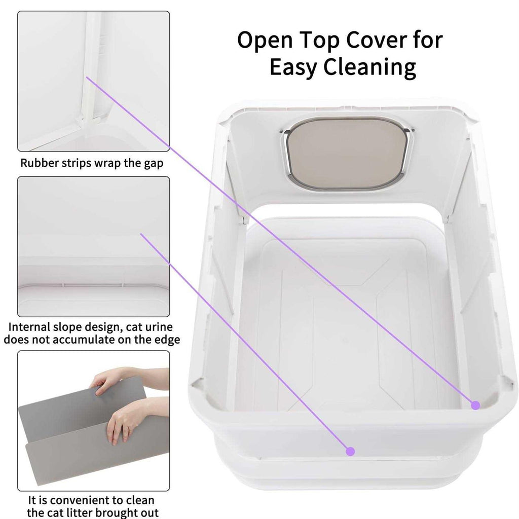 Large Top Entry Anti-Splashing Cat Litter Box with Lid Q7209