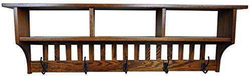 Oak Wood Wall Mounted Coat Rack with 4 Hooks A155