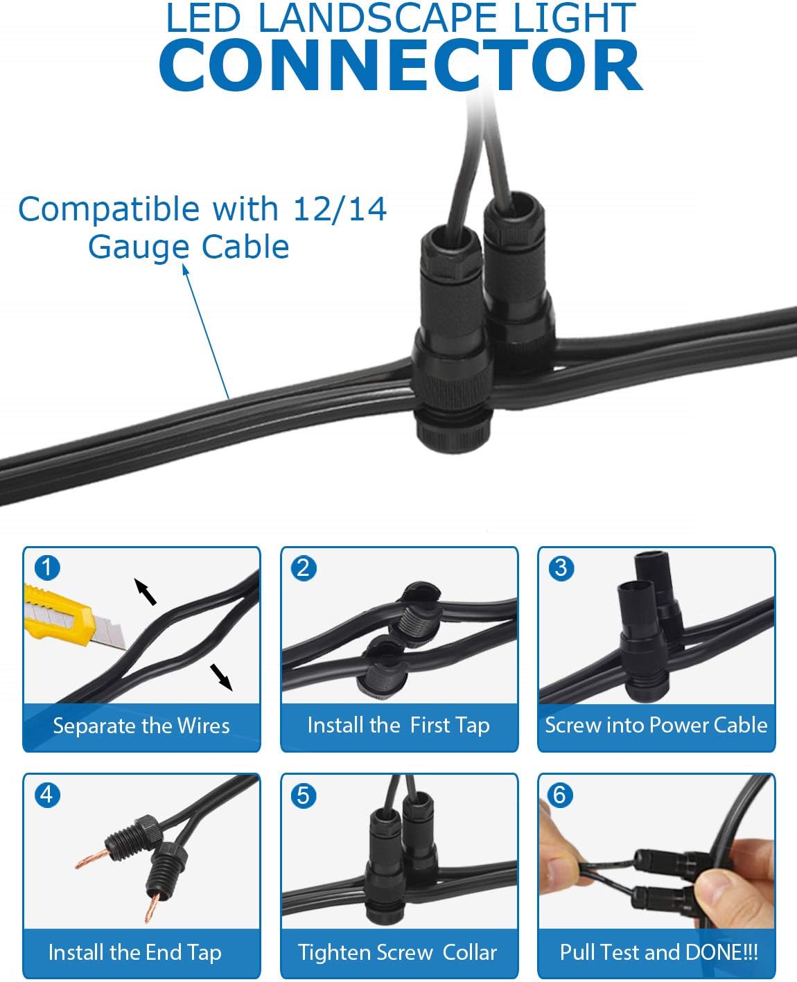 100 Pack 12-16 Gauge Low Voltage Landscape Lighting Wire Connectors D192