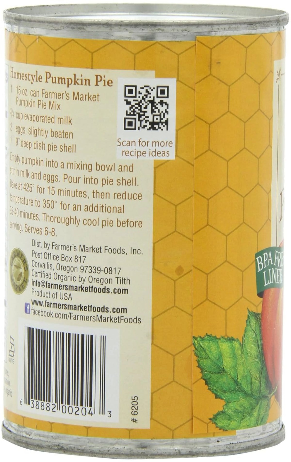 Organic Canned Pumpkin Pie Mix 15-Ounce Cans Pack Of 12 X881