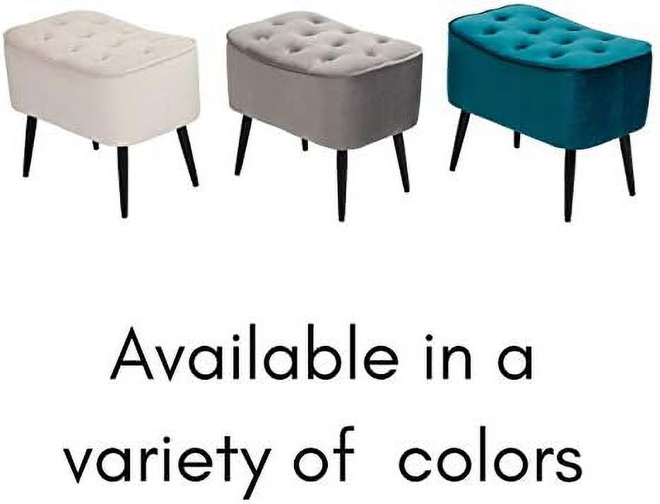 Tufted Curve Tan Velvet Ottoman Foot Stool with Steel Legs Z217