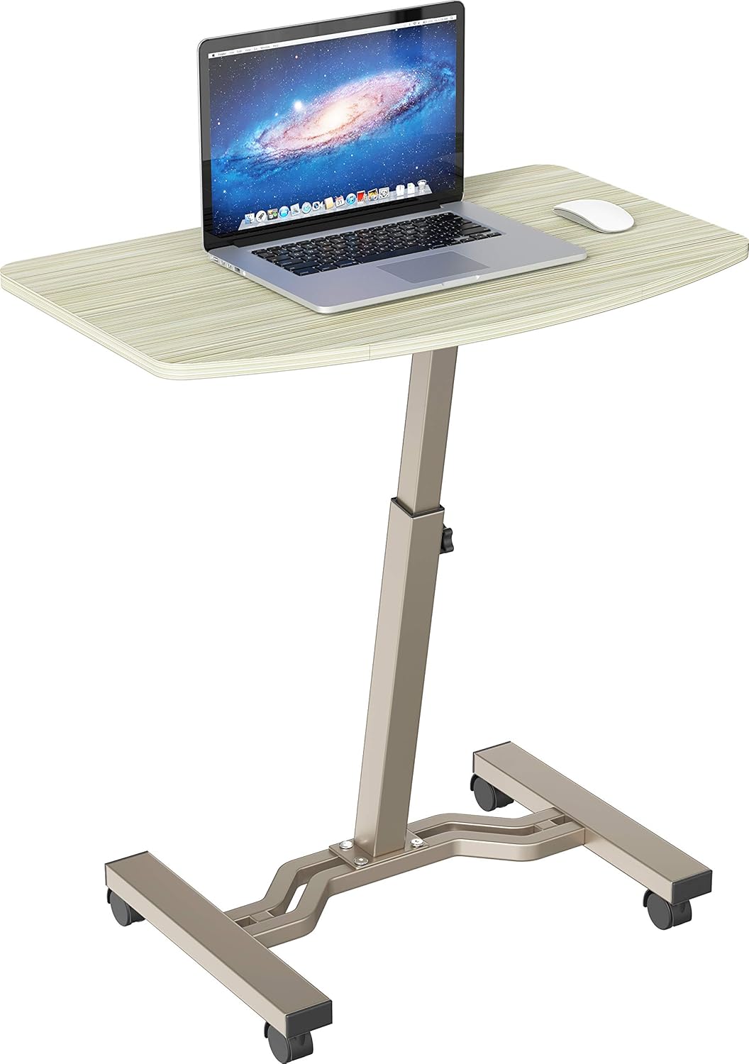 Height Adjustable Mobile Laptop Stand Desk Rolling Cart, Black Pack of 2 S272