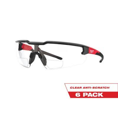 Bifocal Safety Glasses +1.50 Clear Anti-Scratch 6-Pack T722