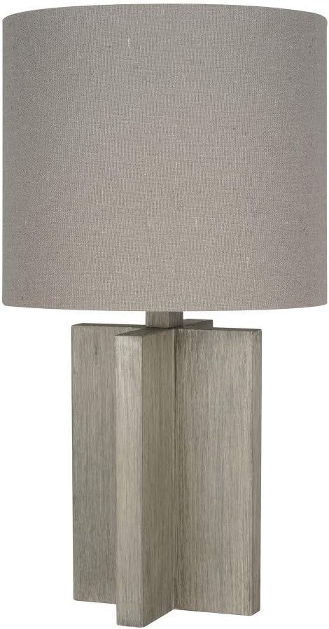 Pine Table Lamp with White Linen Shade F2011