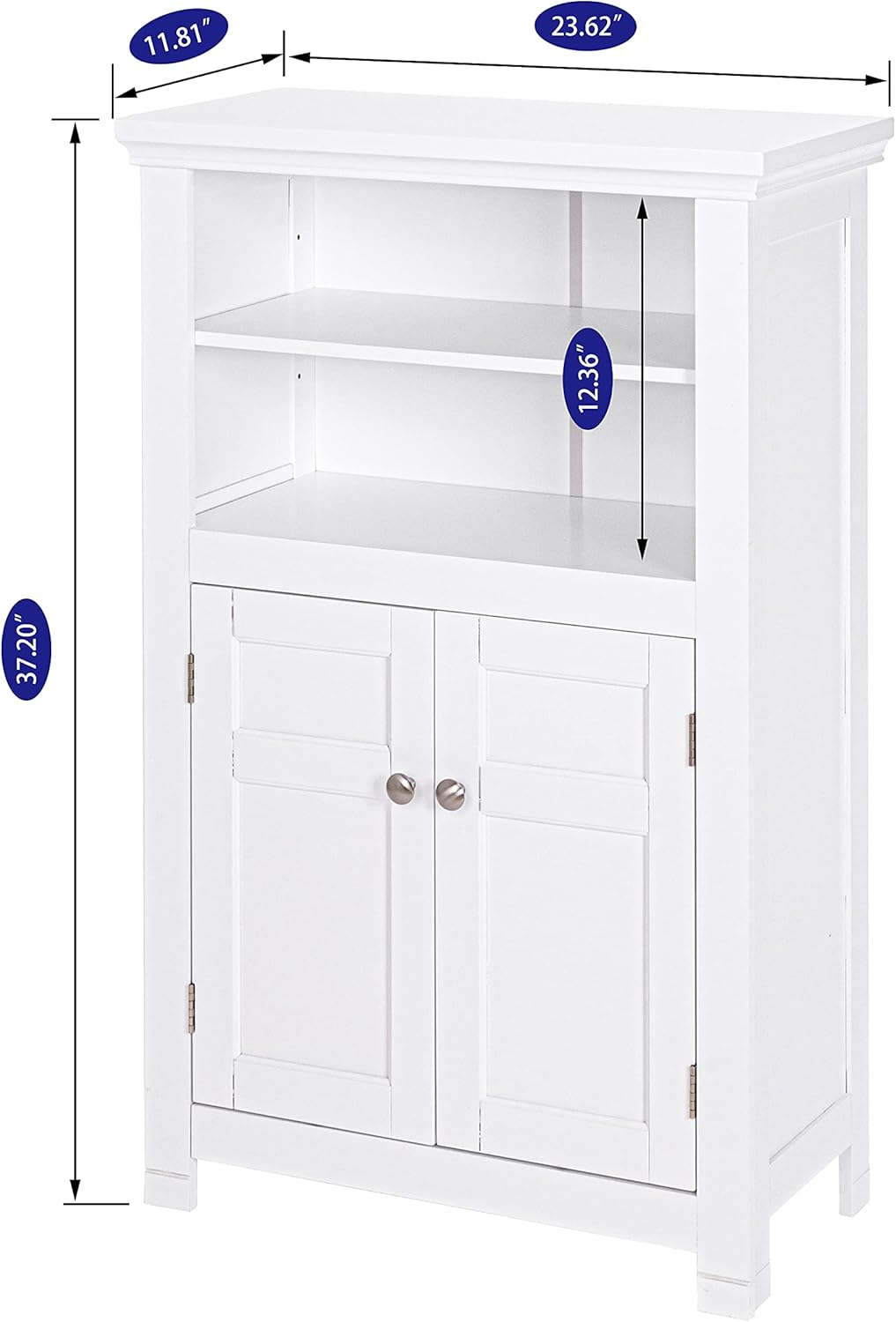 Freestanding Bathroom Cabinet with Doors and Adjustable Shelf, White Y989