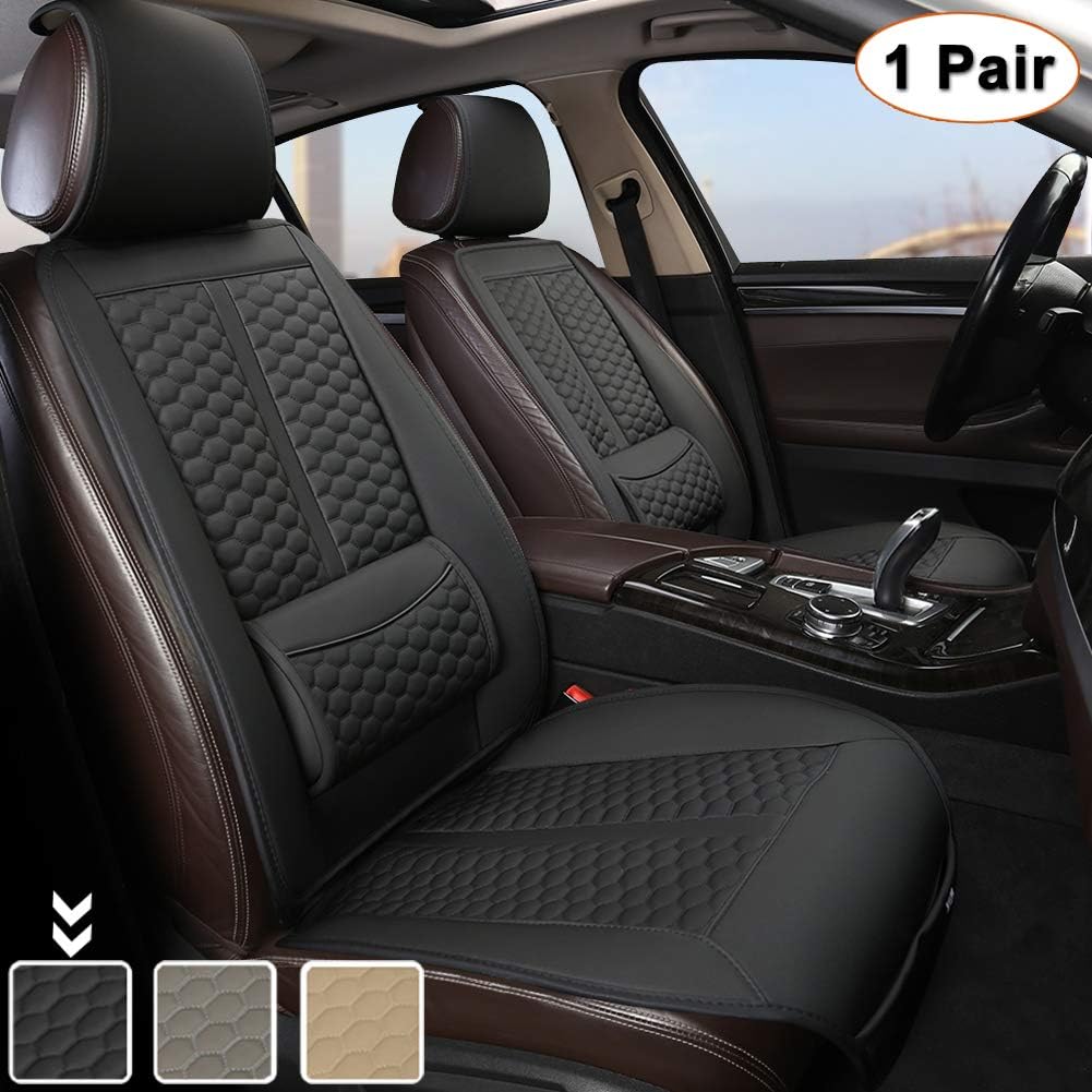 Black Car Seat Covers, 1 Pair with Lumbar Support B50418