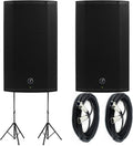 1300W 15 Powered Loudspeaker Pair with Speaker Stand and XLR Cable R406712