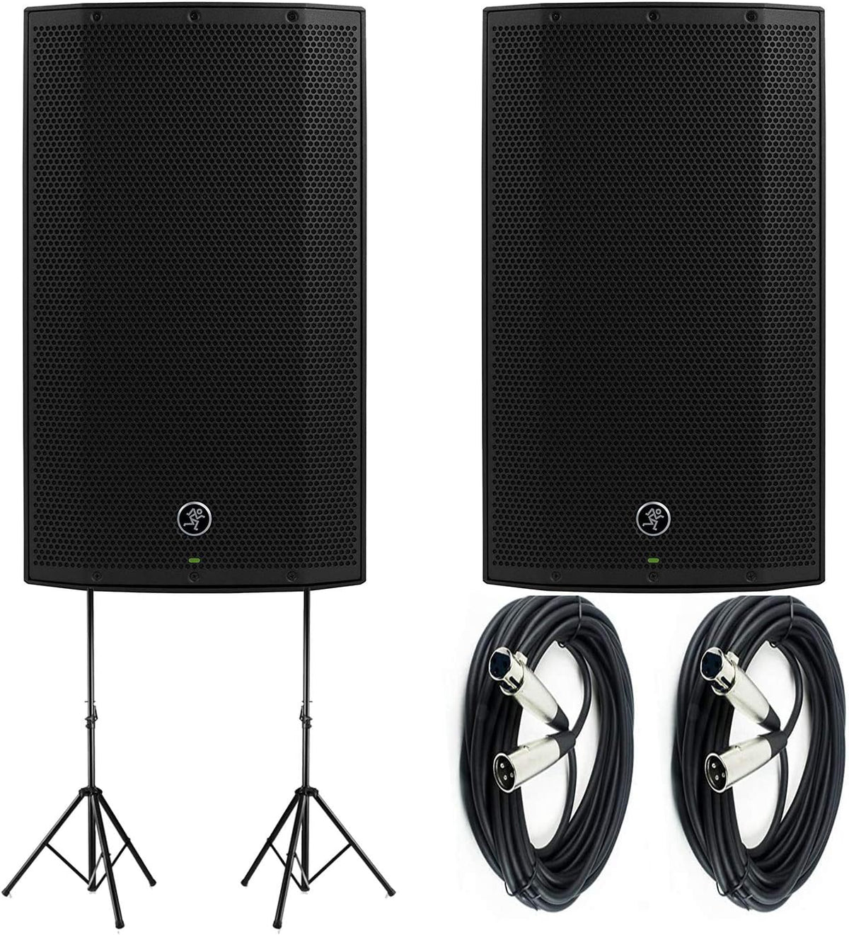 1300W 15 Powered Loudspeaker Pair with Speaker Stand and XLR Cable R406712