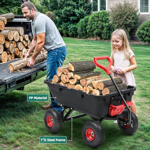 Heavy Duty Garden Dump Cart with 10" Pneumatic Tires X117