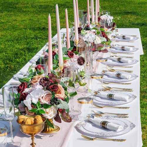 350PCS Gold Plastic Dinnerware Set Y80671