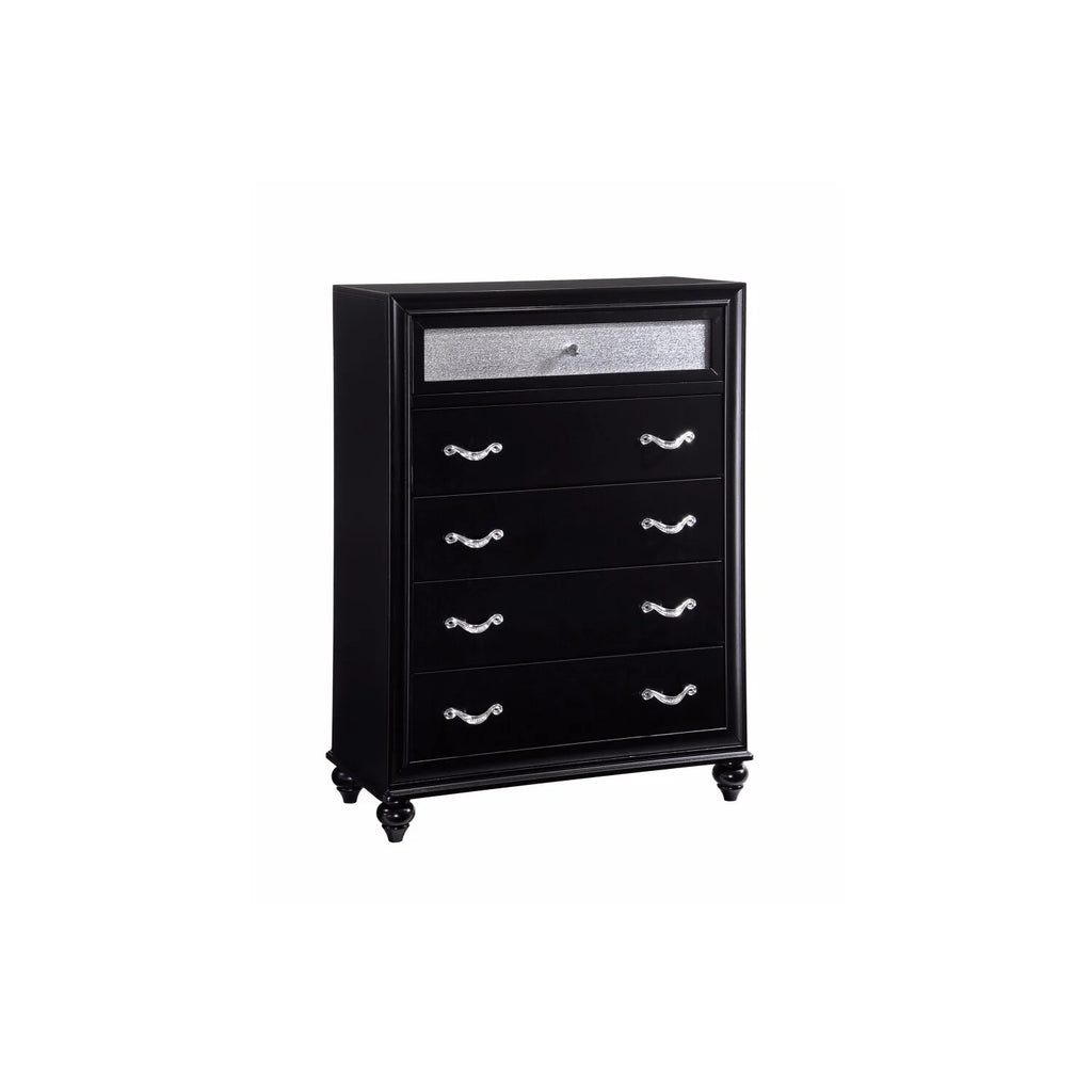 Black 5 Drawer Wooden Chest J54344