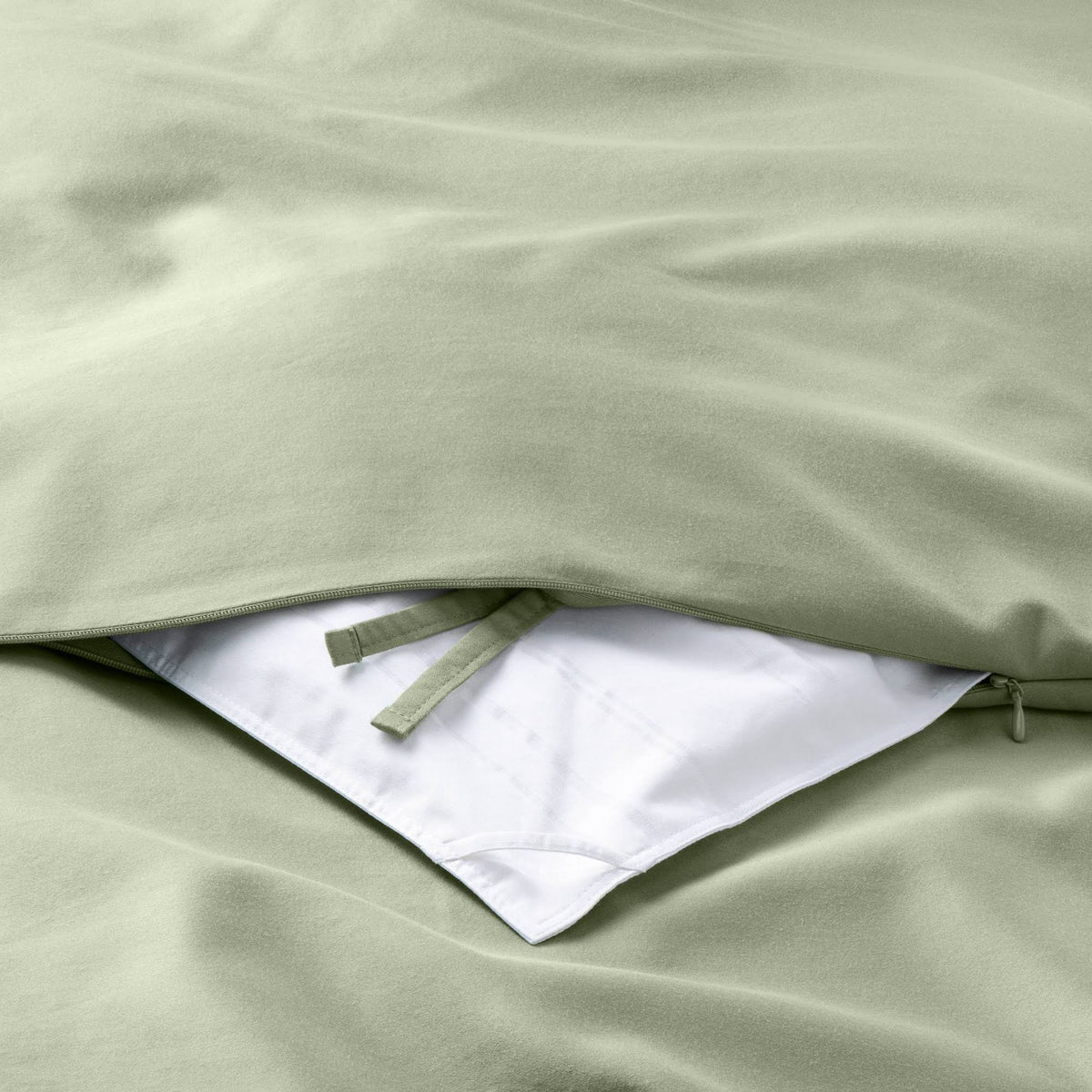 Sage Green Supima Washed Sateen Duvet & Sham Set D20483