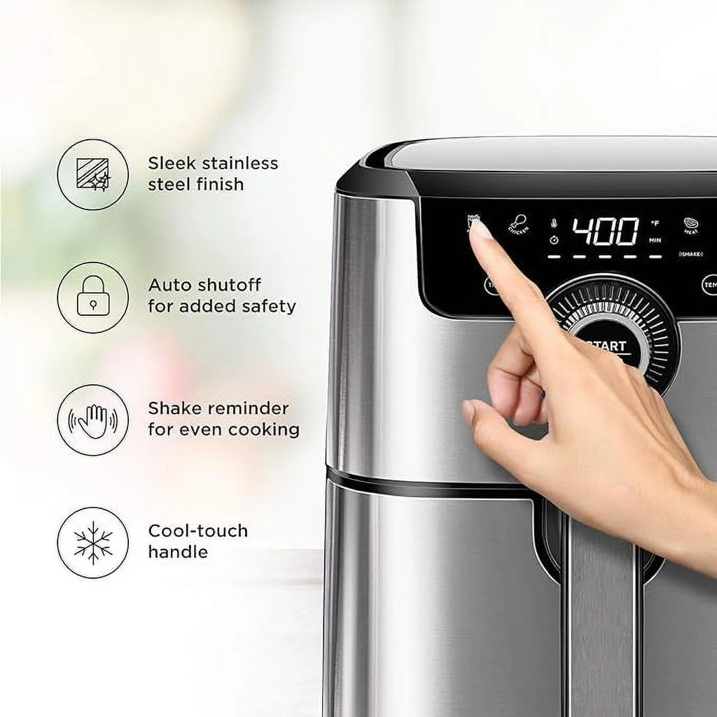 Open Box CHEFMAN Air Fryer 4.5 Qt Dual Control Temperature - SILVER O55023