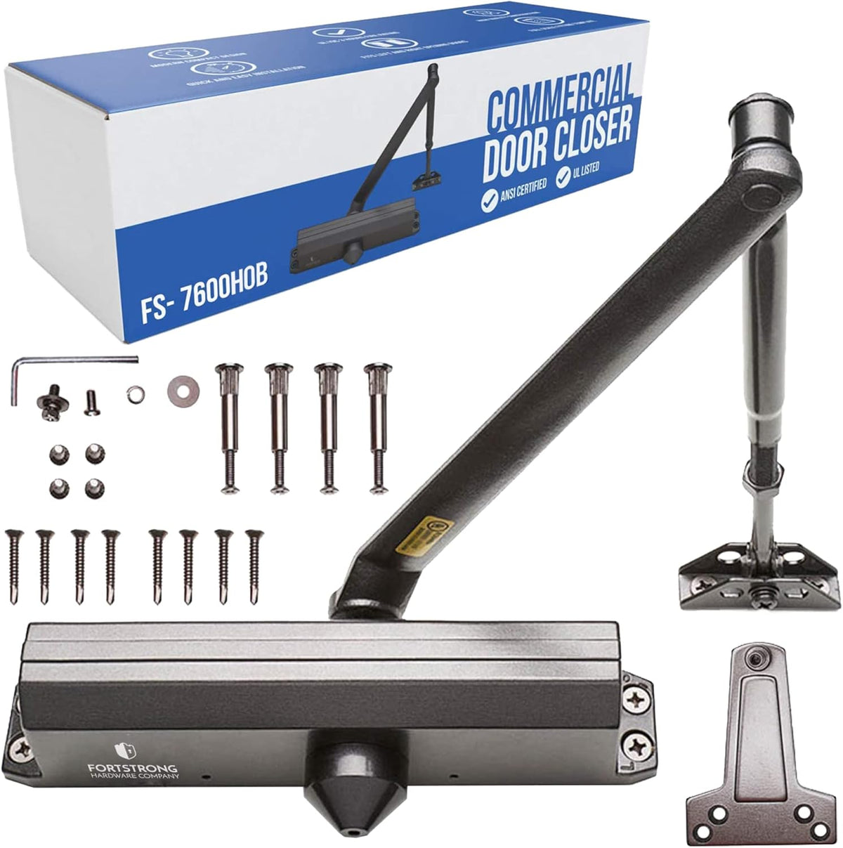 Silver Finish Automatic Door Closer with Hold-Open Mechanism S879