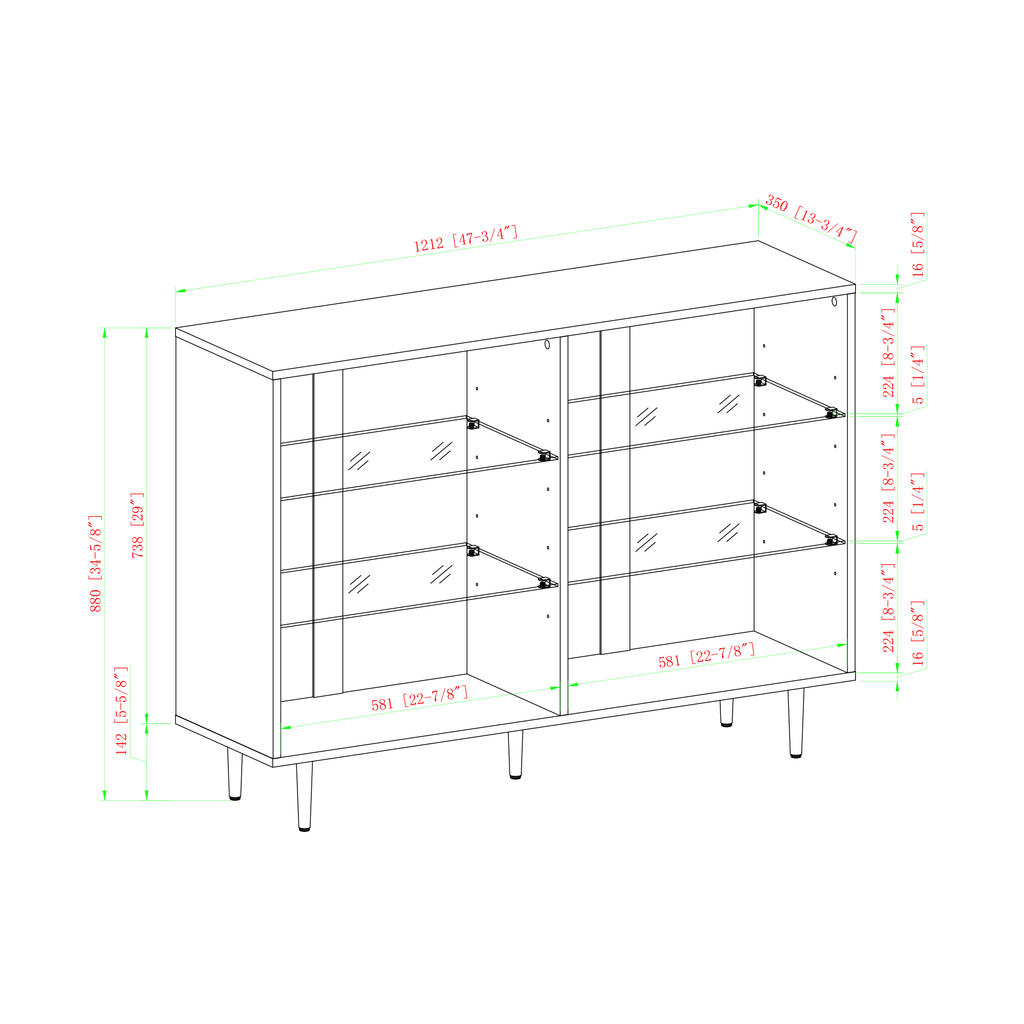 Slate Grey Mid Century Modern Bookcase V66156