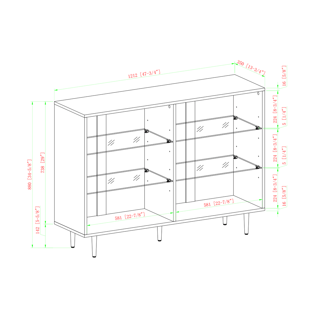 Slate Grey Mid Century Modern Bookcase V66156