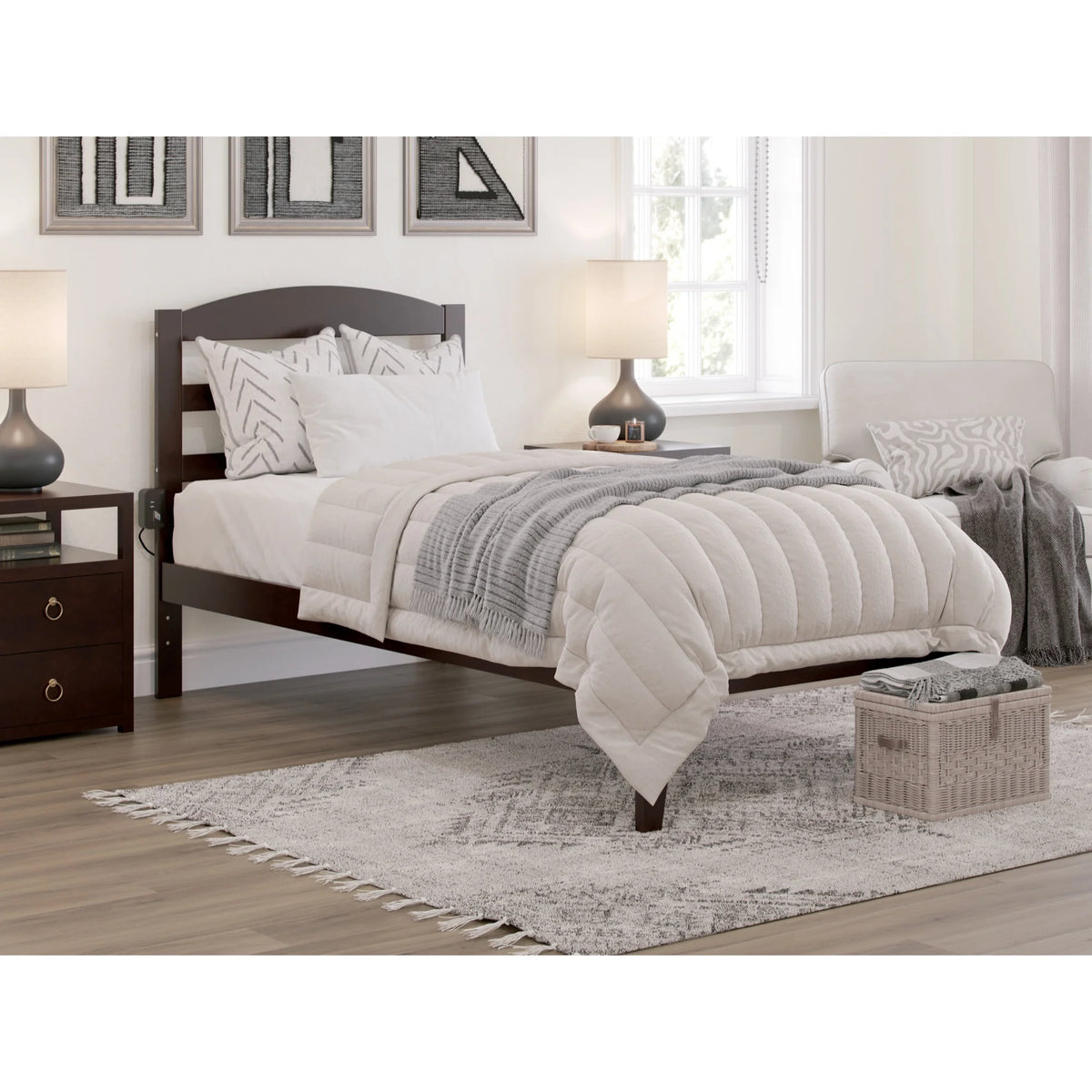 Solid Wood Platform Bed Twin XL Espresso Z4559