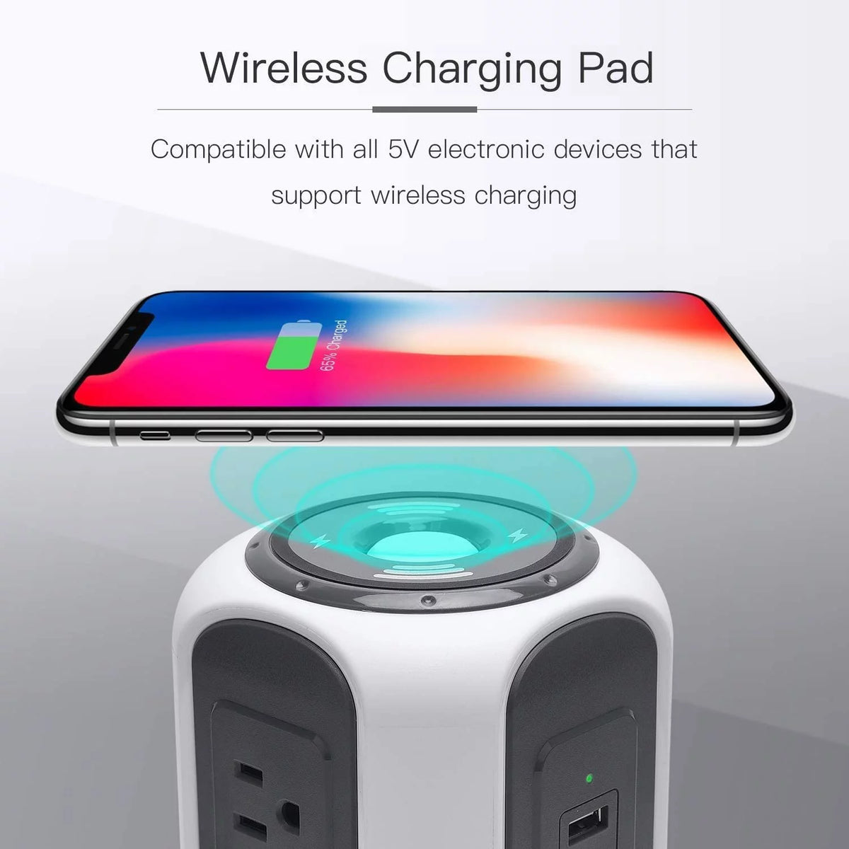 10ft Power Strip Tower Wireless Charger Surge Protector USB Charging Station S74097