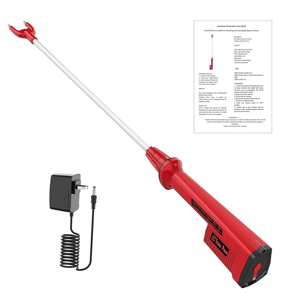 Rechargeable Electric Cattle Prod with 28in. Flexible Shaft R62480