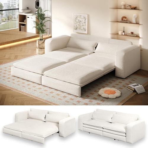 Blue 3 Seater Pull Out Sofa Bed with 2 Pillows R8553