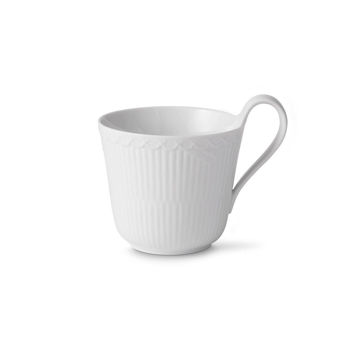 White Fluted Half Lace High Handled Mug Y2567