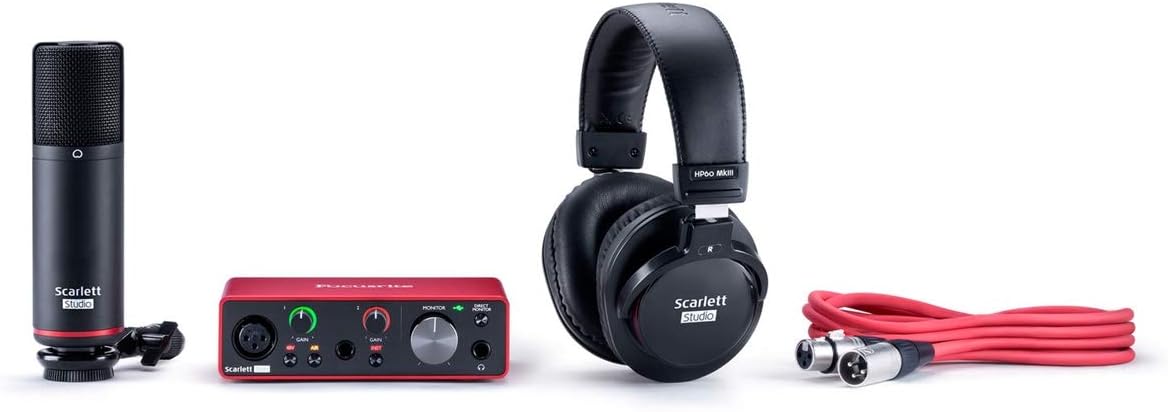 USB Audio Interface Bundle with Boom Stand, XLR Cable and Pop Filter (4 Items) A733520
